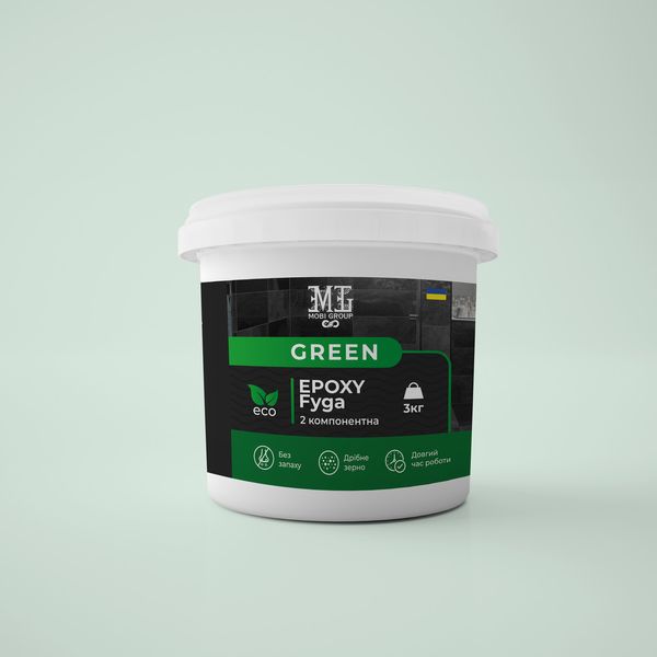Затірка для швів (Фуга) Green Epoxy Fyga 3кг (легко змивається,дрібне зерно) Світло сірий RAL 7040 plastall Fyga-Epoxy-7040 фото