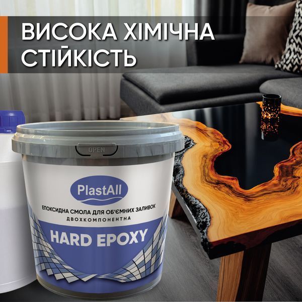 Эпоксидка (эпоксидная смола) HARD EPOXY прозрачная для заливки 3D столешниц с отвердителем 7кг 1450020011 фото